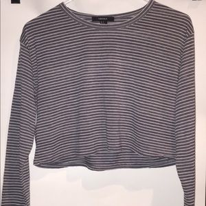Forever21 Long-sleeved, Cropped striped shirt